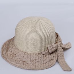Wide Brim Hats Bow Panamas UV Protection Sun Visor Beach Elegant Women's Visors Foldable Caps Female Summer Hat Cap For Women