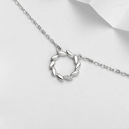 Pendant Necklaces Wreath Chic Neckband Wild Student Simple Birthday Gift Silver Colour Clavicle Chain Literary Female Necklace SNE337