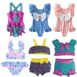 Two-Pieces Toddler Girls Mermaid Bathing Swimsuit Infant Rufle Piece Swimwear Children Swimsuit For Girl Cloth Baby Girl Beach Wear