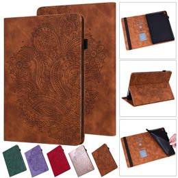 Peacock Flower PU Leather iPad Cases Embossing Tablet Card Slot Holder Protector Cover for iPad 10th 10.9 pro 11 min 1 2 3 4 5 6 9.7 10.2 10.5