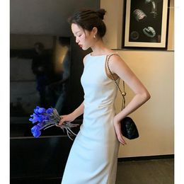 Casual Dresses 2023 For Women Summer French Style Elegant Solid White Black Red Dress Slim Bodycon Party Evening Robes