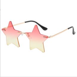 Metal Irregular Pentagram Sunglasses Men and Women Retro Star Frameless Sunglasses Transparent Funny Hip-hop Glasses Fashion