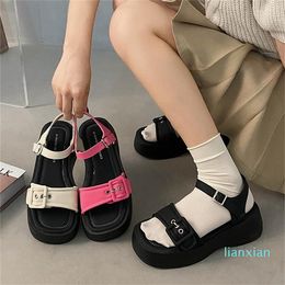Sandals Luxury Soft Sole Women Summer Open Toe Beach Ladies Casual Classic Platform Chunky Flats Shoes Woman
