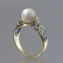 Band Rings Luxury Pearl Finger Rings for Women 2023 New Fashion Exquisite Wedding Bands Vintage Jewellery Stainless Steel Women's Rings Z0509