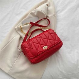 Shoulder Bags Trendy Diamond Lattice Pu Leather Handbags for Women Luxury Chain Crossbody Bag Ladies Small Square Purses and 230426
