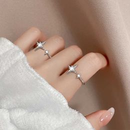 Band Rings 2023 New Style Four Pointed Star Rings for Women Summer Minimalism Sparkling Zircon Ring Valentine's Day Jewellery Gift Z0509