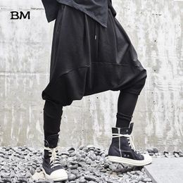 Pants Men New Low Crotch Cross Casual Pant Japan Streetwear Loose Hip Hop Dark Black Harem Trouser Punk Gothic Male Jogger Pants