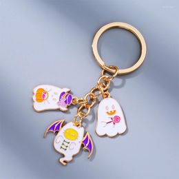 Keychains Dripping Alloy Ghost Pumpkin Candy Key Chain Backpack Pendant Send Family And Friends Halloween Metal Gifts