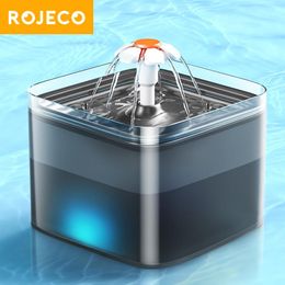 Supplies ROJECO Automatic Cat Water Fountain Philtre Indoor 2L LED Drinker for Cat Water Dispenser Pet Drinking Fountain for Cats Feeder