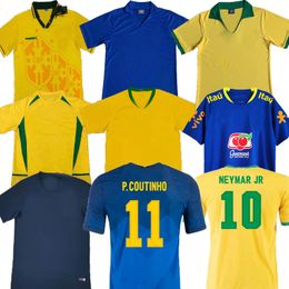 Retro Brazils Soccer Jerseys Top Quality 1994 1988 1998 2000 2002 2004 2006 ROMARIO RONALDINHO RIVALDO KAKA 94 98 00 02 06 Football