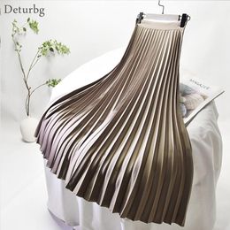 Dresses 19 Colours Accordion Pleated Twill Skirt Chiffon Liner Women's Elegant High Waist Side Zipper Long Skirts 2020 Fall Winter SK635