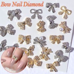 False Nails 1Pc Diamond Charms Bowknot Butterfly Jewelry DIY s Art Supplies Shiny Pearl Crystal Bow Accessories 230509