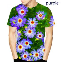 Men's T Shirts Est 3D Flower Printed Shirt Womens And Mens Fashion Short Sleeves Casual Round Neck Tops