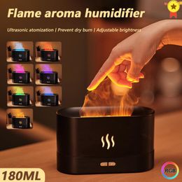 Appliances 180ML USB Essential Oil Diffuser Simulation Flame Ultrasonic Humidifier Home Office Air Freshener Fragrance Sooth Sleep Atomizer