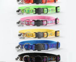 Free shipping pet cat collar kitten necklace breakaway buckle with bell nylon collar 50pcs/lot