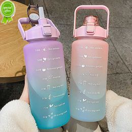 2 Liter Water Bottle With Straw Motivational Drinking Sports Bottles With Time Marker Stickers For Girls Free Shipping