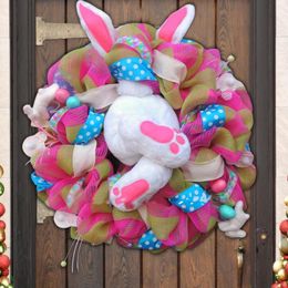 Decorative Flowers Easter Cute Shape Wreath Thief BuWith Ears Decoration Decorating Garland Holiday Party Door Decorat