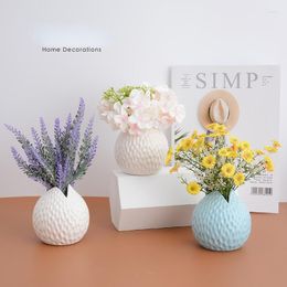 Decorative Flowers Lavender Artificial Chrysanthemum Hydrangea Flower With Vase Wedding Decorations Home Table Living Room Decor