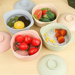 Bowls 1pc Mini Wheat Straw Material Instant Noodle With Rice Bowl Tableware Container Healthy Lids Students H4t0