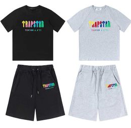 Designer Fashion Clothing Tshirt Tees Trend brand Trapstar Colorful Towel Embroidery Short Sleeve Tshirt Shorts Casual Youth Set Luxury Casual Cotton Streetwear S