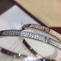 fashion bracelet gold torque bangle Double row diamond luxury Jewellery width 5MM hidden inlay process High fade resistant bracelets designer for women ccjewel