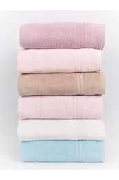 Towel 6pcs Cotton Bath 50x90cm Hand Face Cotton%100 Set 6 Color Fast Dry Shower