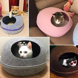 Mats Lovely Cat Bed Pet Cave Sleeping Bag Zipper Egg Shape Cat kennel Felt Cloth Basket Kitten Beds Nest Cats House for Pet Products