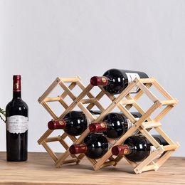 Ice Buckets And Coolers Collapsible Wooden Wine Bottle Racks Cabinet Decorative Display Stand Holders Shelves Red Bottles Organizers l230508