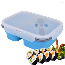 Dinnerware Sets Collapsible Bento Two Grid Box Silicone Lunch And Oven Heating Microwave Folding For Fresh Keeping Dinner