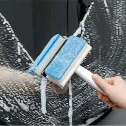 Glass Sponge Cleaning Brush Wiper Two-in-one Bathroom Squeegee Tool for Shower Mirror Bathtub Toilet Window PHJK2305