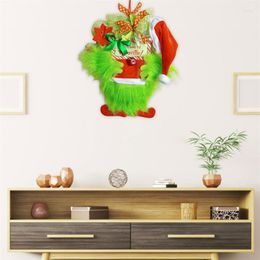 Decorative Flowers 2023 Christmas Thief Wreath Winter Holiday With Poinsettia Santa Hat For Front Door Decoration