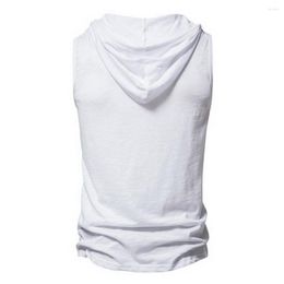 Men's Tank Tops Fashion Hoodie Vest Soft Sports Buttons Neckline Men Bodybuilding Hooded Top Moisture Wicking