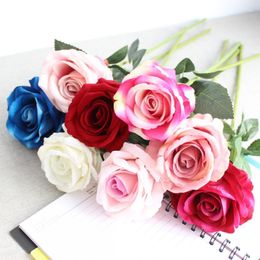 Decorative Flowers Beautiful BIG Rose Stem Silk Artificial High Simulation Wedding Decoration Home Party Gift