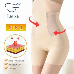 Women's Shapers Flarixa 3 in 1 Waist Trainer Body shapewear Seamless High Waist Abdomen Panties Women's Hip Lift Safety Shorts Shaper Underwear 230509