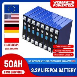 Grade A 3.2V 4/8/16PCS 50Ah LiFePO4 Battery Prismatic Cell with Flexible Busbar DIY 12V 24V 48V RV Boat Golf Cart Batteries Pack