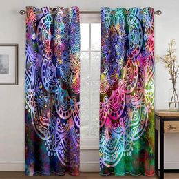 Curtain 3D Modern Elegant Boho Style Colorful Confuses Digital Art Curtains For Living Room Bedroom 2 Pieces Hook