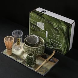 Wine Glasses 4 7pcs set Handmade Home Easy Clean Matcha Tea Set Tool Stand Kit Bowl Whisk Scoop Gift Ceremony Traditional Japanese Accessorie 230508