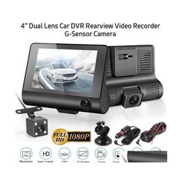 car dvr Car Dvrs 3 Cameras Lens 4.0 Inch Touch Sn Dvr Video Recorder Fhd 1080P Dash Camera Support Rear View Drop Delivery Mobiles Motorcycl Dhn8O