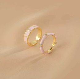 Band Rings 2023 New Korea Small Fresh Pink Love Open Ring Simple Fashion Temperament Ring Women's Jewelry Z0509
