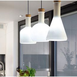 Pendant Lamps White Glass Bottle Modern Lights Lampshade Lamp Flask Design Fixtures PA0081
