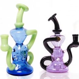 Vintage PREMIUM RECYCLER Glass Bong Water Hookah 9INCH Smoking Pipes With Bowl Original Glass Factory can put customer logo by DHL UPS CNE