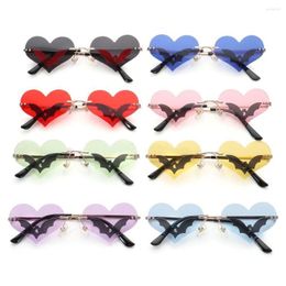 Sunglasses Women Men Rimless UV 400 Protection Eyewear Bat Heart-shaped Sun Glasses Festival Party