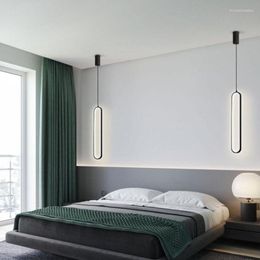 Pendant Lamps Nordic Simple Modern Led Hanging Lights Bedroom Bedside Iron Art Hanglamp Living Room Background Wall Cable