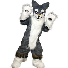Husky Fox Dog Wolf Fur Mascot Costume Top Cartoon Anime theme character Carnival Unisex Adults Size Christmas Birthday Party Outdoor Outfit Suit