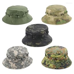 Berets Summer Fisherman Hat Military Tactical Bucket Hats For Men Women Hunting Fishing Outdoor Camo Camouflage Adjustable Sun Cap