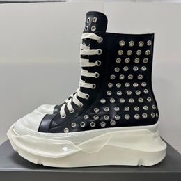 Metal Hole Men Boot Designer Women Luxury Trainer Double Sole Men Height Shoes Plus Size 45 46 47 48