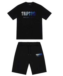 Mens Trapstar t Shirt Short Sleeve Print Outfit Chenille Tracksuit Black Cotton London Streetwear Sunscreen design 73ess