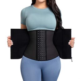 Women's Shapers Latex Waist Trainer Body Shaper Corset Underbust Shapewear Women Steel Bone Zipper Cincher Slimming Belly Sheath Sport Girdle 230509