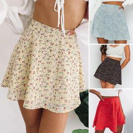 Skirts Sexy Ladies Floral Printed Ruffled Mini Summer Women Large Hemline Washable High Waist Aline Womens Things for 230509