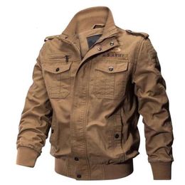 Men s Jackets Musim Semi dan Gugur Jaket Militer Pria Kapas Cuci Air Kerah Pilot Ukuran Besar Ditambah Beludru Dingin Pemuda 230509